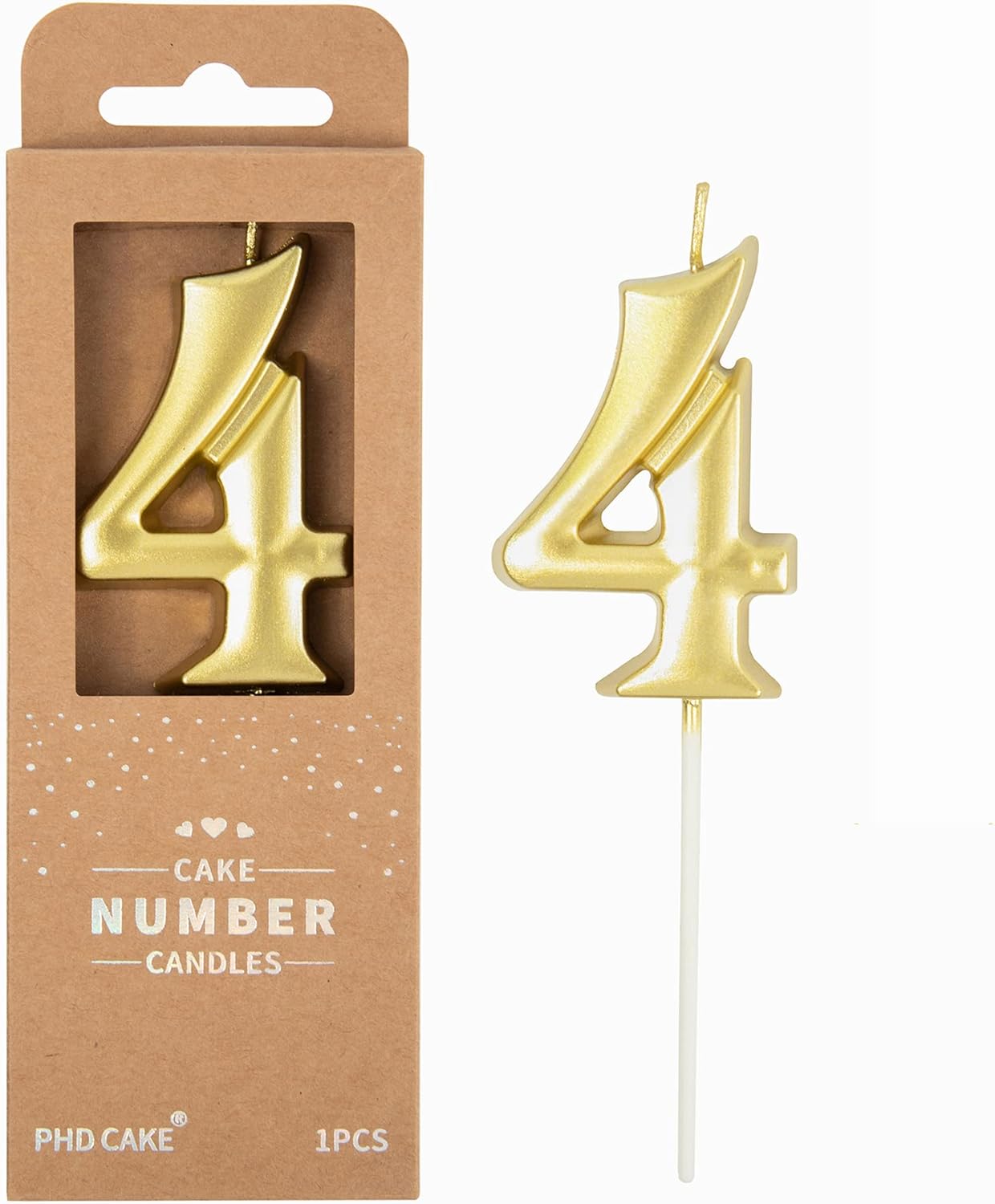 PHD CAKE 2.76 Inch Elegant Gold 1 Number Birthday Candles, Gold Number Candles, Cake Number Candles, Party Celebration