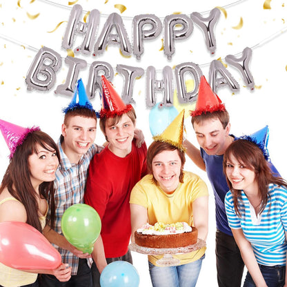 PIGETALE Happy Birthday Banner, 16 Inch Mylar Foil Letters Sign Bunting Happy Birthday Balloon Letters Balloons Reusable Ecofriendly Material for Girls Boys Kids Women Men (Hot Pink)