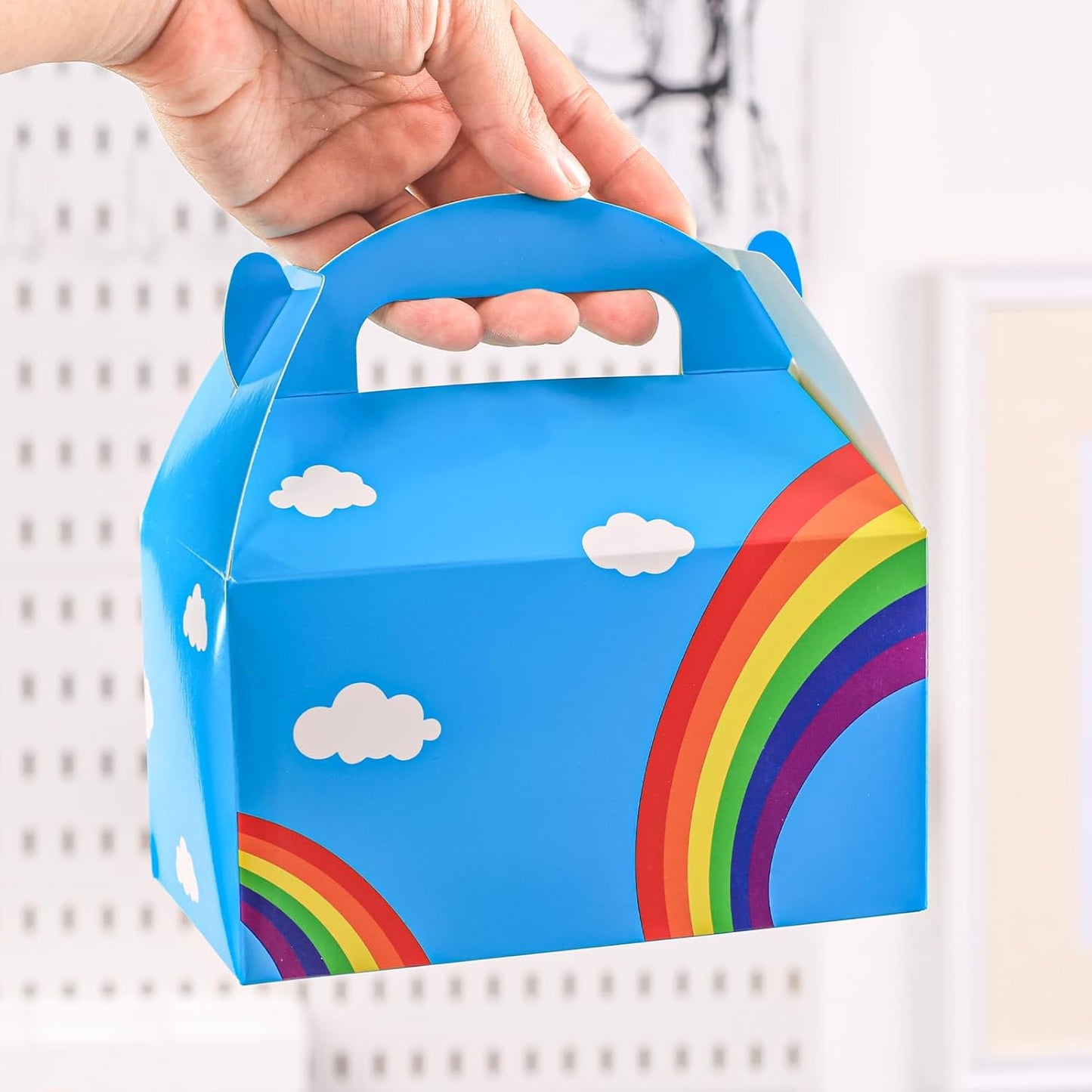 VGOODALL 16PCS Gable Treat Boxes Goodie Bags, 6x3.5x3.5inch Colorful Paper Gift Boxes for Kids Snacks, Candy, Toys, Birthday Party, Wedding
