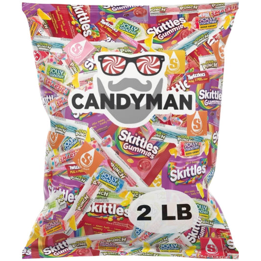 CANDYMAN Candy Variety Pack 2lbs, Gummy Sour Hard Candy Assortment Bulk Individually Wrapped, Pinata Stuffers Party Favors Basket Candy, Father's Day, Ship Cold