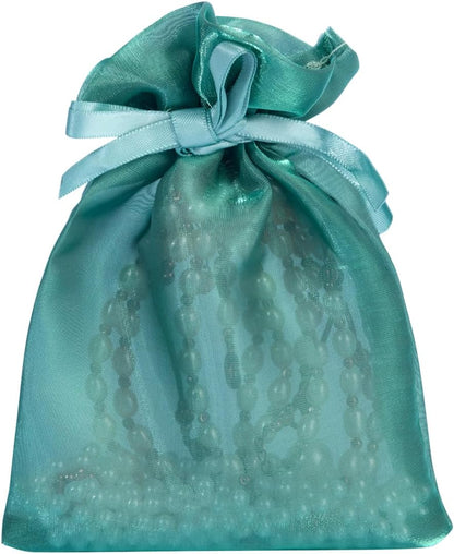 QIANF 20 Pcs Peacock Blue Small Organza Bags 3X4 inch for Wedding Favors with Drawstring, Mini Mesh Gift Bags Jewelry Pouch for Candy Bridal Shower Party Favor Baby Shower Christmas