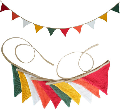 Fabric Bunting Banner, 2 Pack Handmade Neutral String Banner Each 8.5 ft 10 Flags Nursery Wall Hanging Wedding Birthday Home Baby Shower Party Decoration Bunting (Pink Candy)