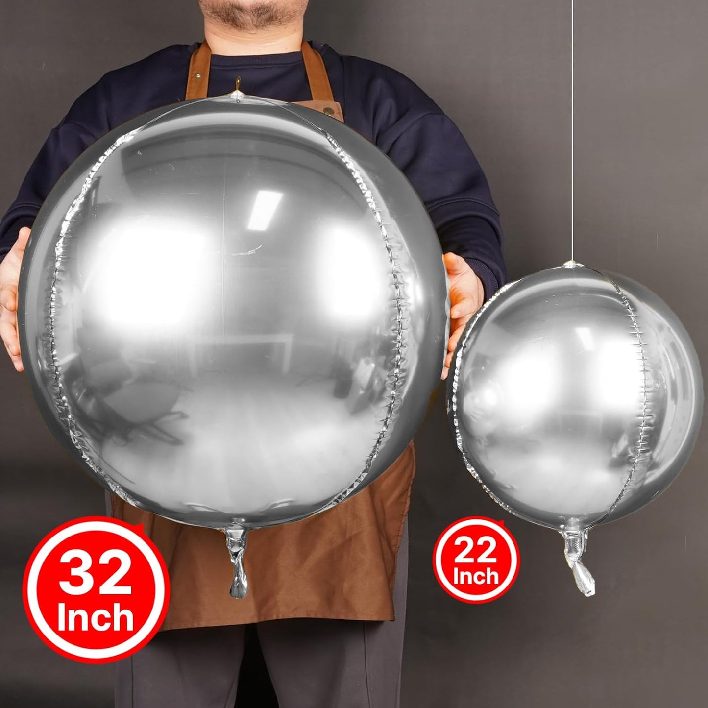 PartyWoo Metallic Gold Foil Balloons 20pcs Different Sizes Pack of 22 15 10 Inch Large Round Foil 4D Inflatable Mirror Ball Mylar Balloons for Graduation Birthday Baby Shower Party Decorations
