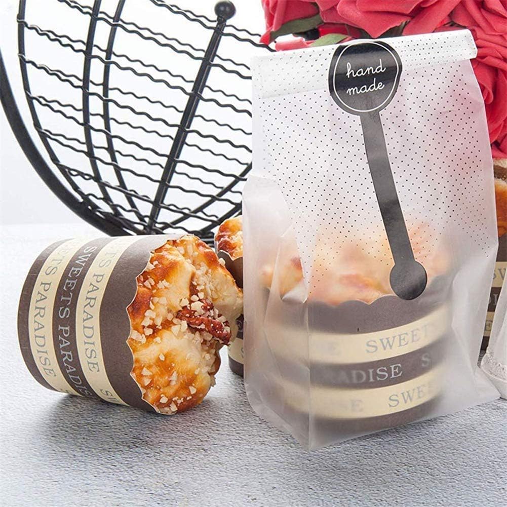 Self Adhesive Cookie Cellophane Treat Bags with Seal 4x4 Inches, 4 Mils Self Sealing Resealable Plastic Packaging Bags with Thank You Labels for Gift Giving Party Favor Bakery Candy Chocolate 100 Pcs