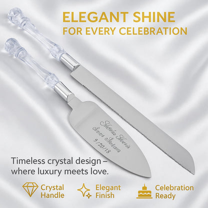 GIFTS INFINITY Personalized Wedding Cake Knife and Server Set with Engraving – Cake Cutting Utensil Set, Keepsake Gift for Wedding, Anniversary, Reception, Birthday & Other Occasions (CH-101WB)