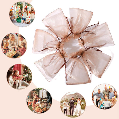 Hopttreely 100PCS Premium Sheer Organza Bags, White Wedding Favor Bags with Drawstring, 4x4.72 Jewelry Gift Bags for Party, Jewelry, Christmas, Mother's Day, Festival, Bathroom Soaps, Makeup Organza Favor Bags