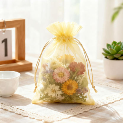 100PCS White Organza Bags, 4x6 Inch Small Mesh Bags Drawstring, Jewelry Gift Bags for Easter, Party, Festival, Bathroom Soaps, Makeup