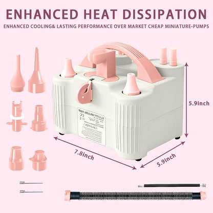 4-in-1 Electric Balloon Pump for All Balloons, Inflatables, and Sports Balls, Portable High Power Triple Inflating Ports for Latex Foil 260q Mylar Balloon