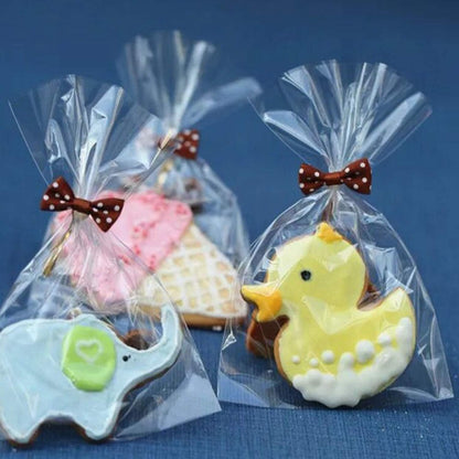 Cello Cellophane Treat Bags,5x7 Inches Clear Cellophane Bags 200 Pcs OPP Plastic Treat Bags with 200 Twist Ties for Gift Wrapping,Packaging Candies,Dessert,Bakery, Cookies, Chocolate,Party Favor