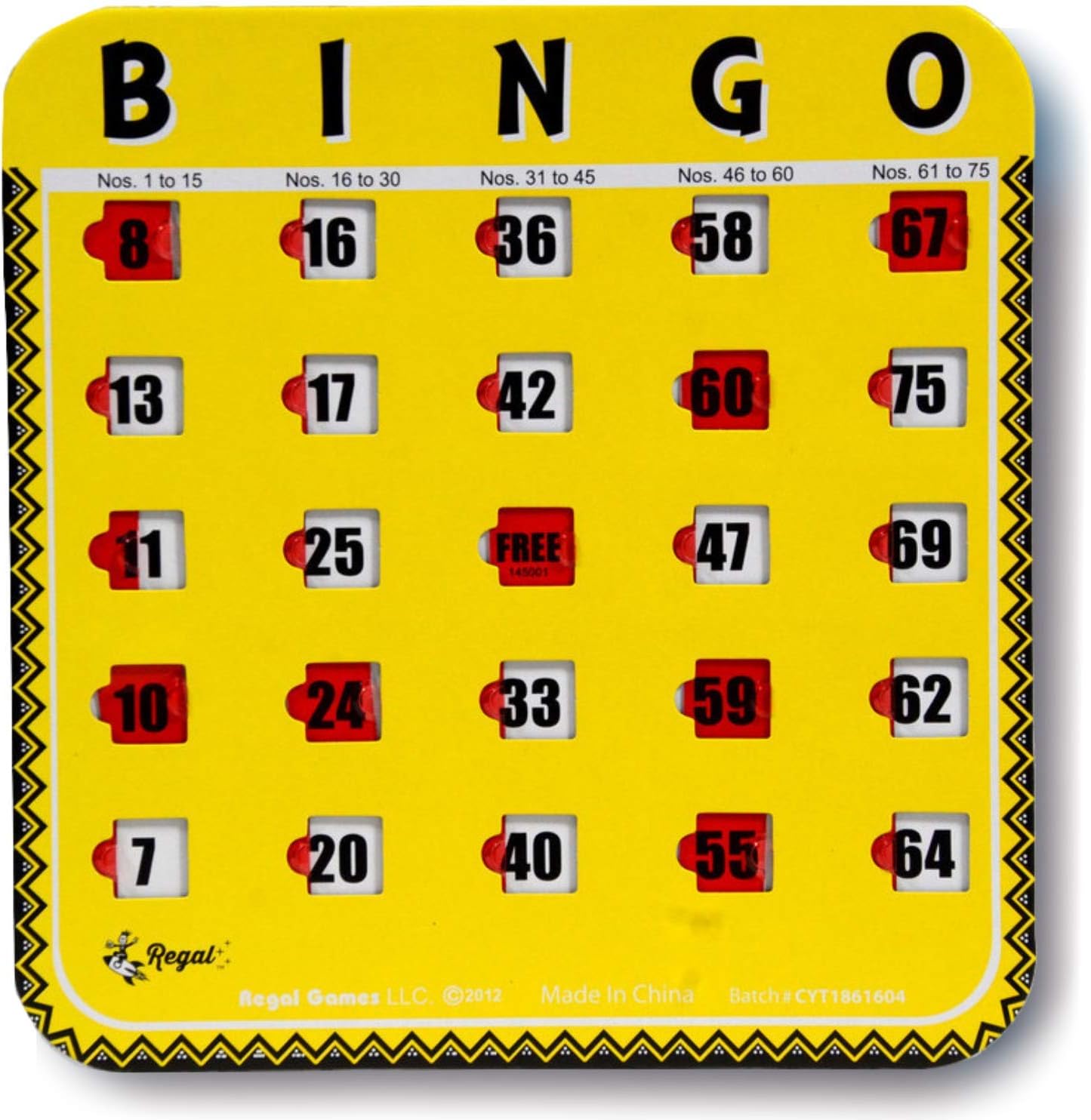 Regal Bingo Bulk Bingo Cards with Sliding Windows - Reusable Large Print Bingo Game Cards for Adults Large Group - 8 Pack, Yellow