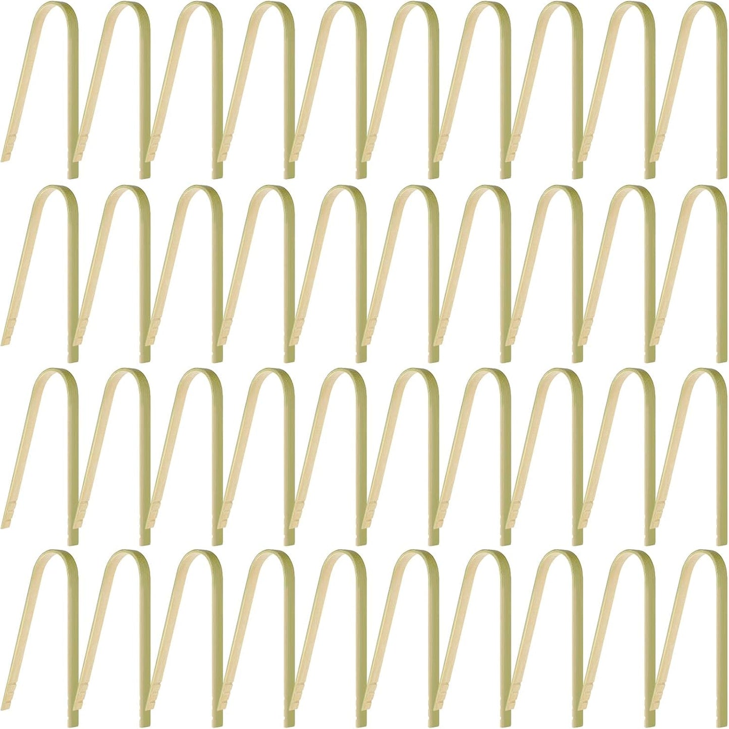 40 Pieces Mini Bamboo Disposable Tongs for food 4 Inch Bamboo Toast Tongs Disposable Mini Braces Wooden Cooking Braces for charcuterie Cooking Toast Bread Pickles Tea Supplies