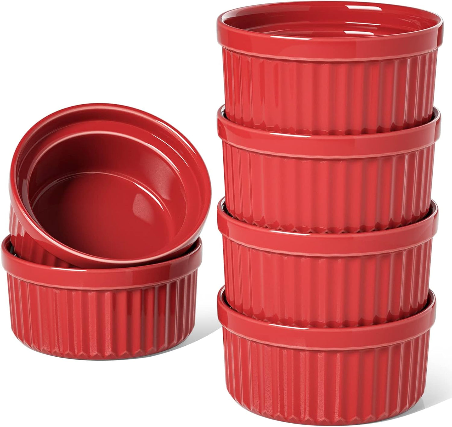 LE TAUCI Ramekins 4 OZ Oven Safe, Creme Brulee Ramekins, Pudding Custard Cups Souffle Ramiken, Dipping Sauce Dishes, Ceramic Ramekin Bowls Set of 6, White