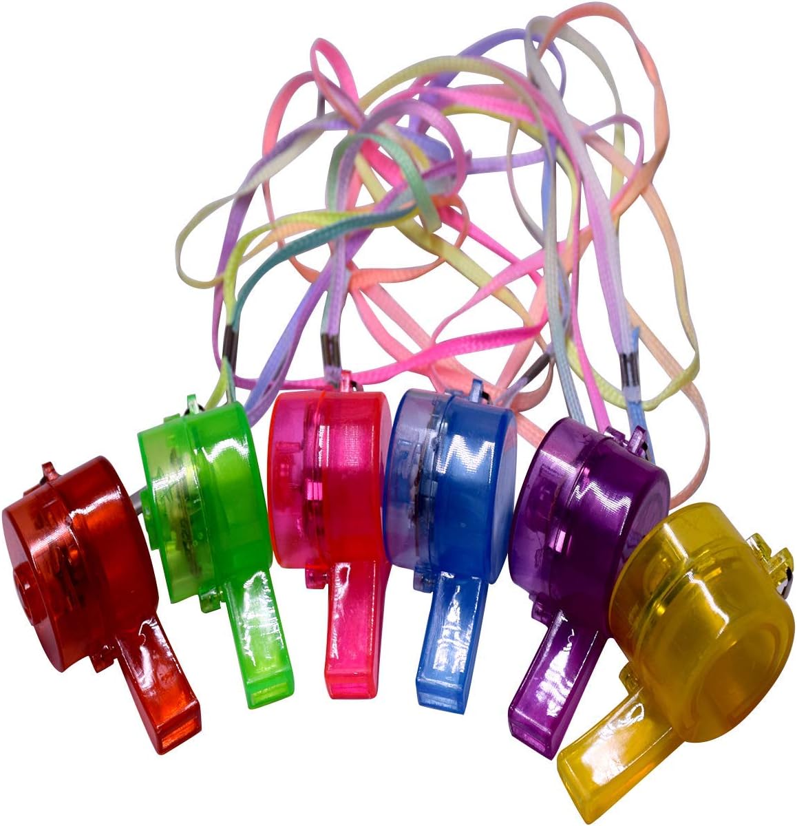 M.best Glow Whistles Bulk Party Supplies - LED Light Up Whistle with Lanyard Necklace Glow in The Dark Fun Party Favors for Kids & Adults,12 Pack