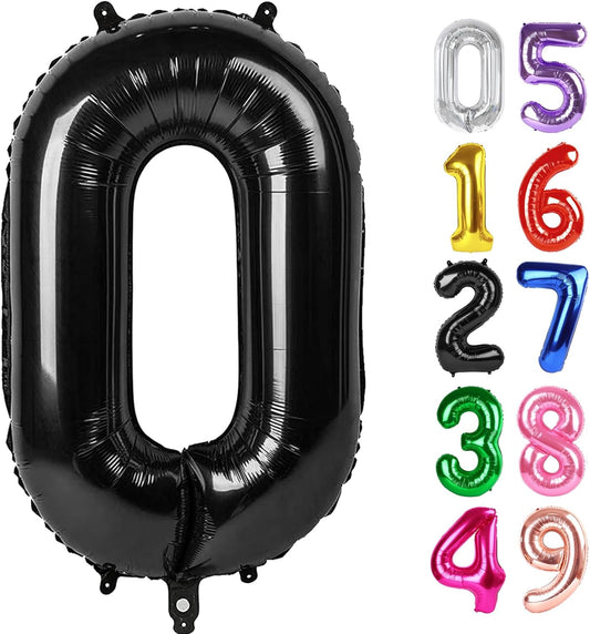 Gold Number Balloon 40 Inch, 0 Number Balloons, 10 20 30 40 50 Numbers Balloon Birthday Decorations, Gold Party Supplies for Women Men - Colors A