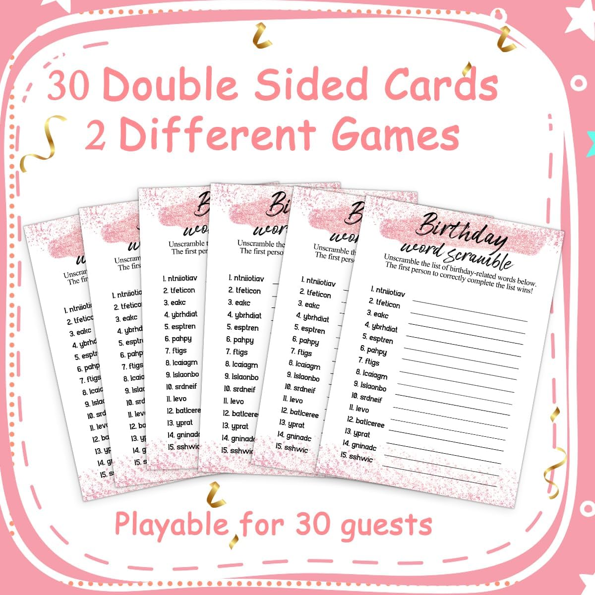 Birthday Party Cards for Girl, Birthday Games Card, Would She Rather Game Cards Set, Birthday Supplies Activity Decorations for Adult Girl, Set of 30 Game Cads
