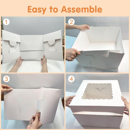 15 Pcs Cake Boxes,12x12x8 Inches White Bakery Boxes with Window,Tall Dessert Boxes,Cookie Boxes for Multi-Layer Cakes,Cake Containers for Birthday,Party,Valentine’s Day by GBF