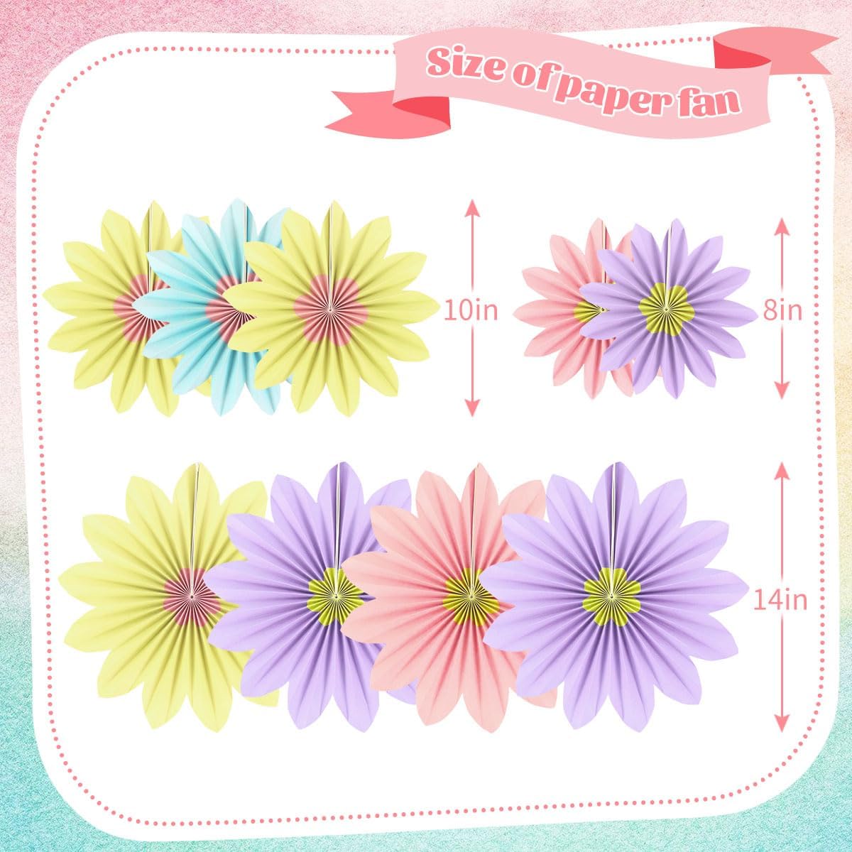 Party Hanging Paper Fans Decoration Set for Wedding Birthday Party Mother's Day Round Events Accessories Set of 8