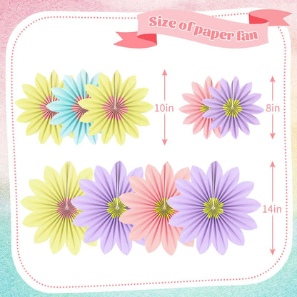 Party Hanging Paper Fans Decoration Set for Wedding Birthday Party Mother's Day Round Events Accessories Set of 8