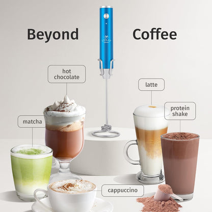Zulay Kitchen Powerful Milk Frother Wand With Duracell Batteries - Ultra Fast Handheld Drink Mixer - Electric Whisk Foam Maker for Coffee, Lattes, Cappuccino & Matcha - Z1 Motor - Black - Colors D