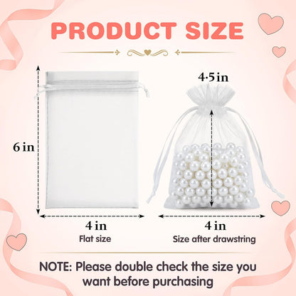 ANZNKU Pink Organza Bags 4 x 6 in 50PCS, Small Gift Bags for Goodie Candy Jewelry Soap Packaging, Cute Little Mesh Bag Drawstring Bulk for Wedding Birthday Party Favor Baby Shower & Easter Gifts Wrap