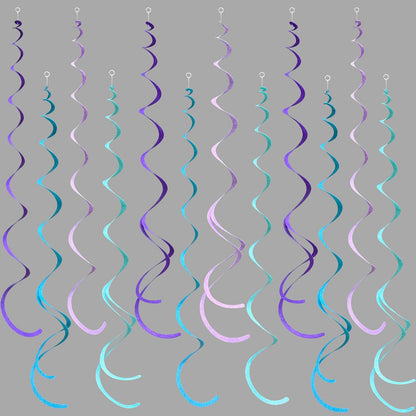 36 Pcs Blue Hanging Swirl Decorations Ombre Royal Blue White Felt Swirl Streamer Spiral Ceiling Garland for Birthday Wedding Baby Shower Graduation Under The Sea Nautical Ahoy Achor Party Supplies