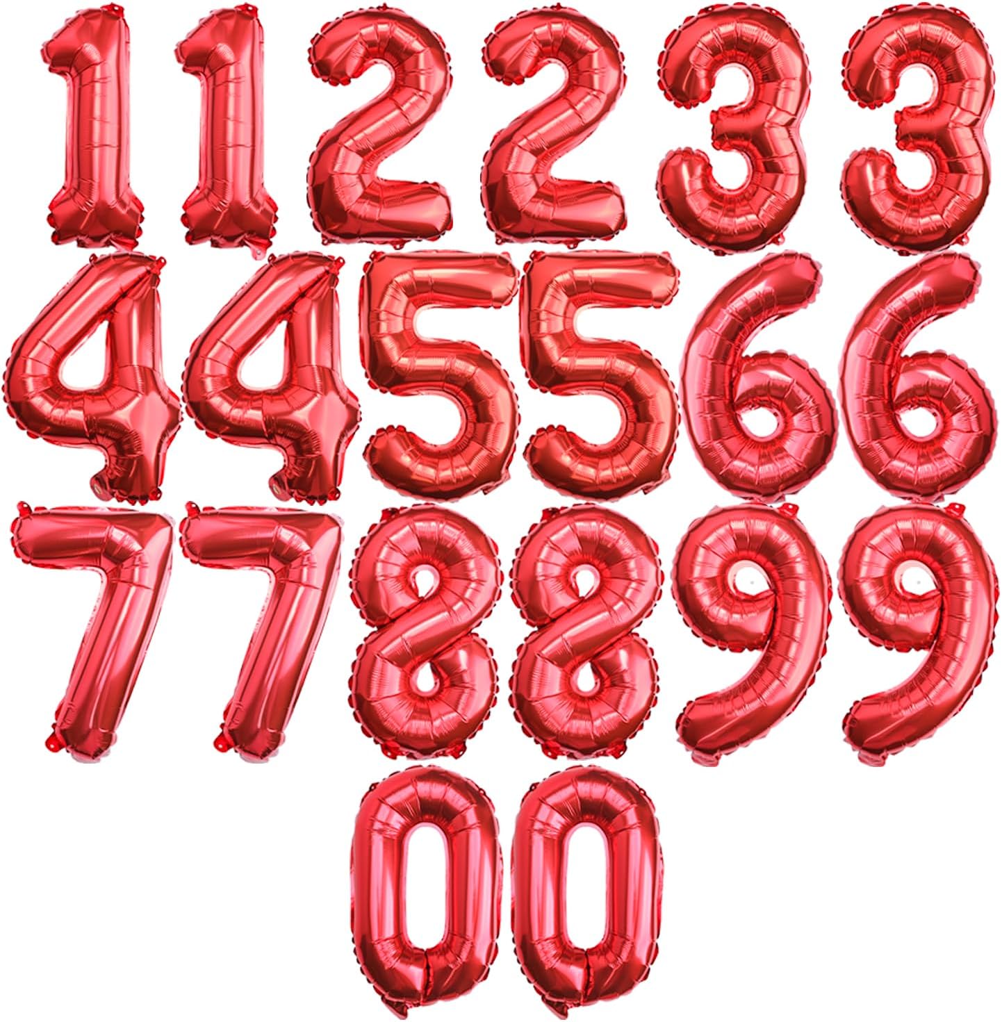 [20 Pcs] 16" Gold Foil Number Balloons (2 sets of 0-9) - Mylar Aluminum Hanging Decorations for Graduation, Birthday, Christmas & New Year's Eve Parties