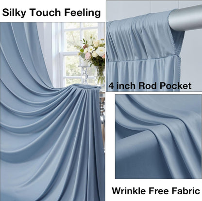 10ftx10ft Black Backdrop Curtains for Weddings Parties, Wrinkle Free 2 Panels Silky Polyester Photo Backdrop Drapes Back Drop Cloth Drapery for Birthday Mother'sDay Photography Background