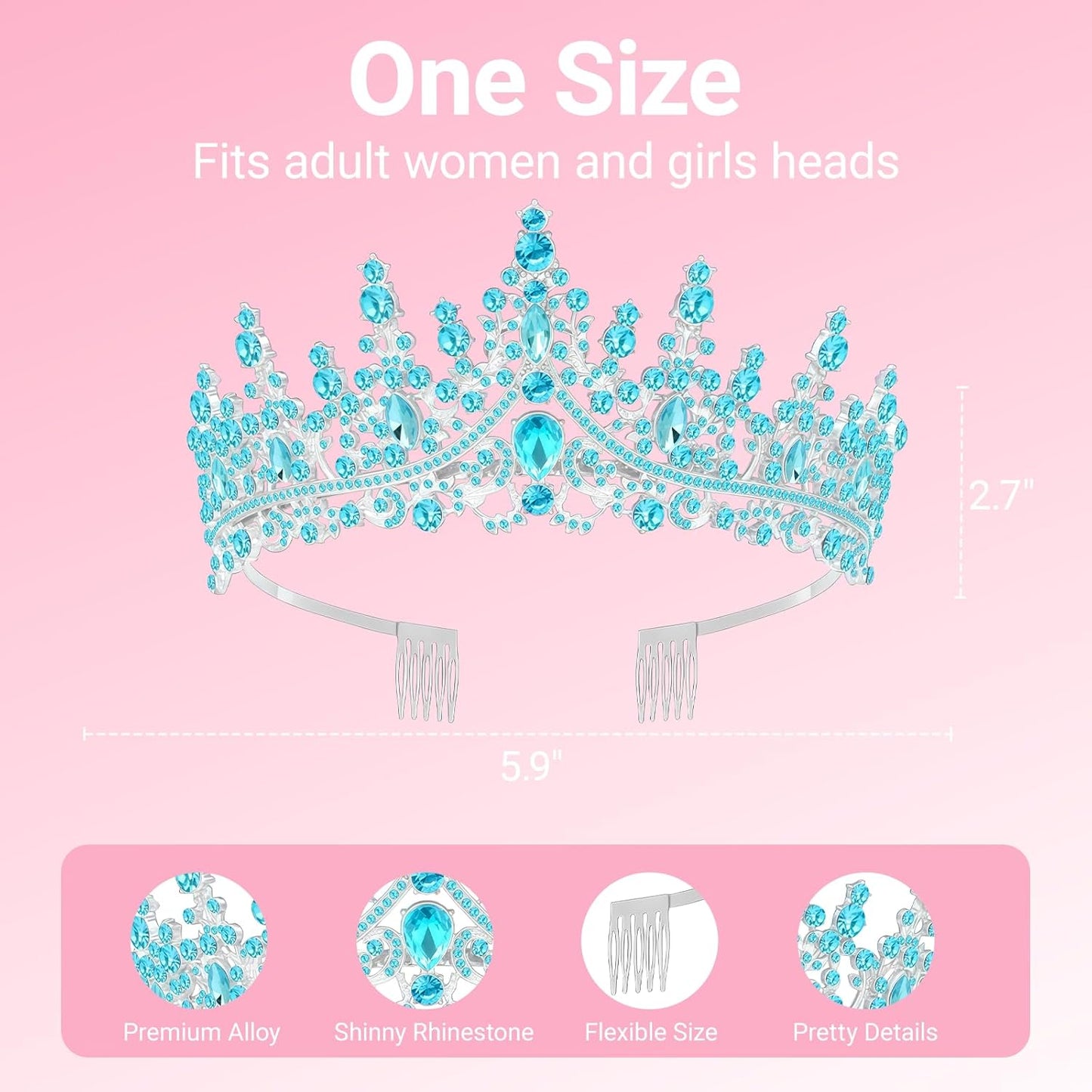 Birthday Tiara and Crown with Sash, Birthday Tiara for Women Party Silver