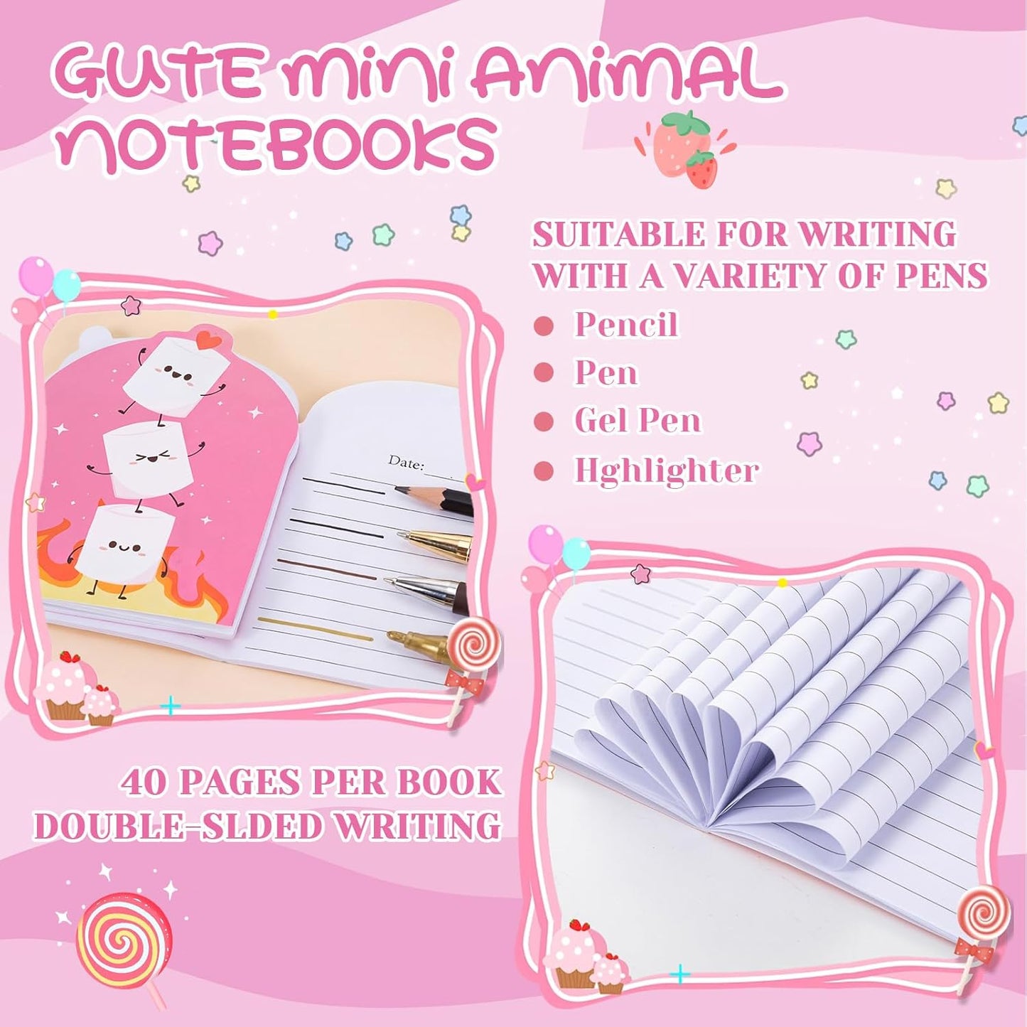 Maxdot 48 Pcs Farm Animals Mini Notebooks Bulk Party Favors Gift Small Cute Pocket Notepads with 20 Sheets, Gifts for Birthday, Back to School Party Classroom Prizes Gift