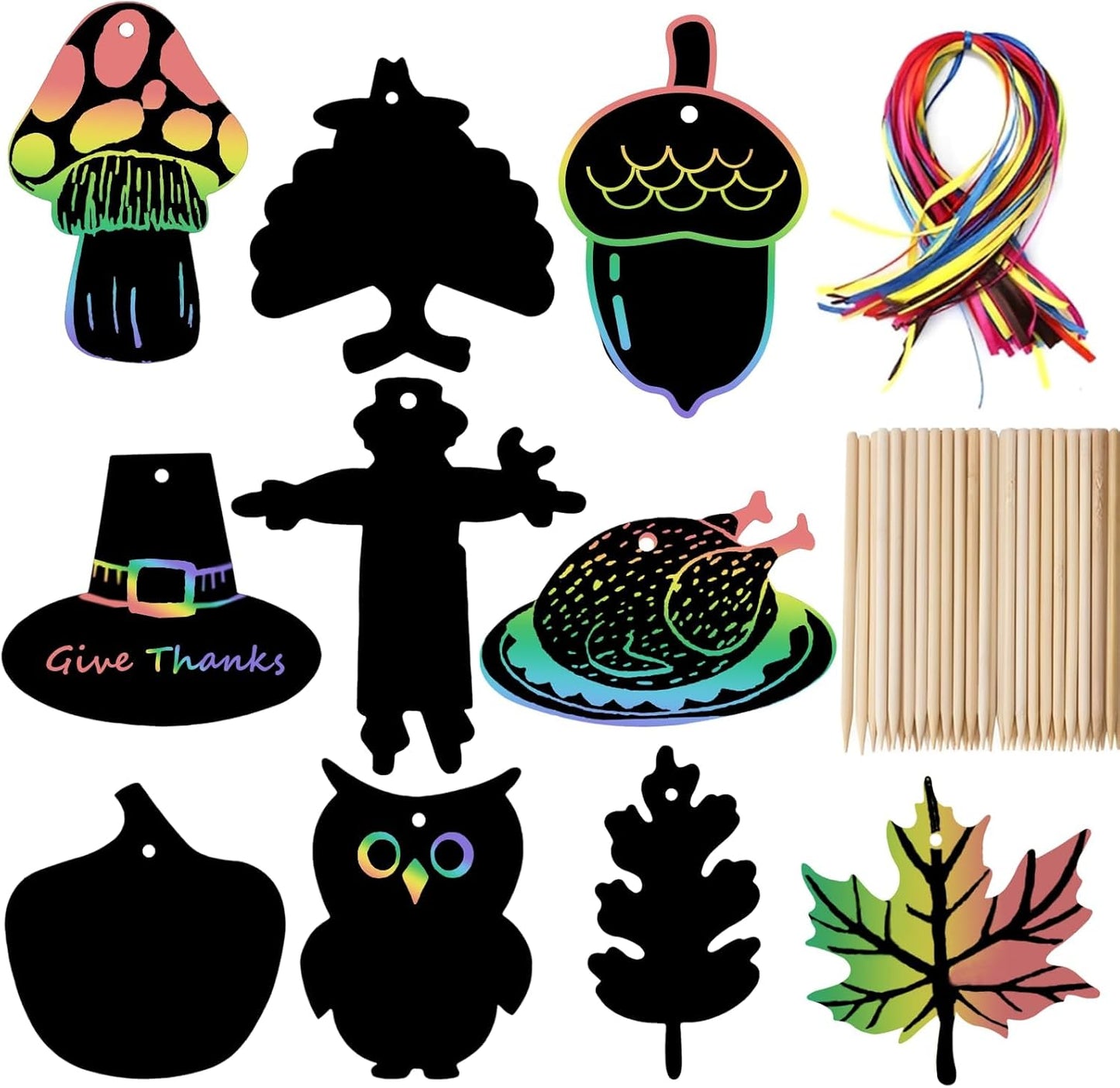 Naturahand 50 Rainbow Scratch Paper with 10 Wooden Scratch Sticks and 50 Red String, Heart Shaped Scratch Off Cards for Mother's Day Valentine DIY Decorations and Art Party Favors(H-1)