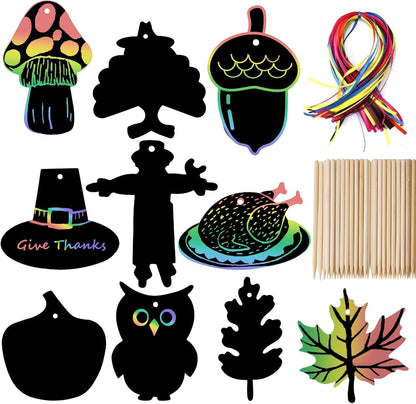 Naturahand 50 Rainbow Scratch Paper with 10 Wooden Scratch Sticks and 50 Red String, Heart Shaped Scratch Off Cards for Mother's Day Valentine DIY Decorations and Art Party Favors(H-1)