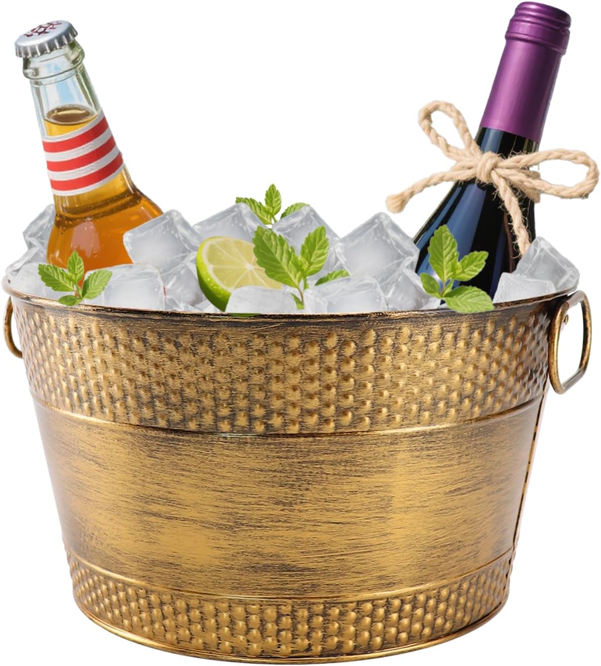 Metal Ice Bucket Galvanized Beverage Tub, Drink Buckets Large Cooler for Wine Beer Champagne Cocktails for Catering, Bars, Parties, Outdoor Events (Black-1PC)