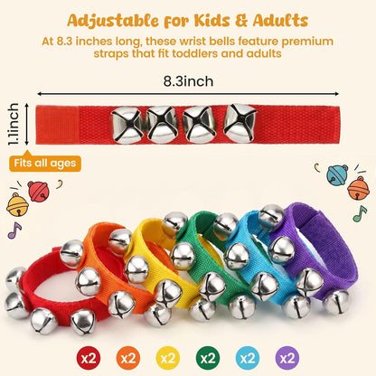 POPLAY 6 PCS Percussion Instruments, Wrist Bells Jingle Bells Musical Rhythm Toys