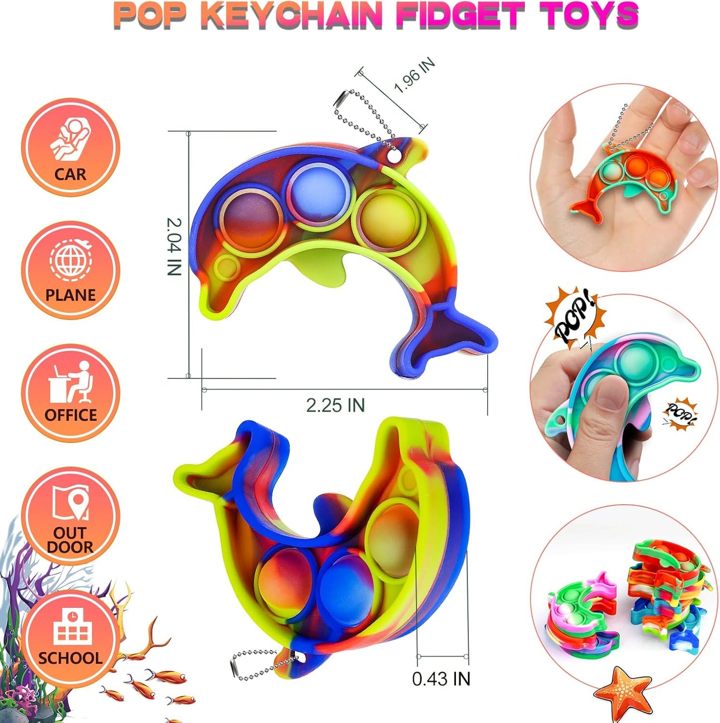 Pop Fidget Toys Bulk Its Party Favors for Kids 4-8 8-12 30 Pack Mini Pop Keychain It Small Fidgets for Classroom Prizes School End of Year Student Gifts from Teacher Birthday Goodie Bag Stuffers