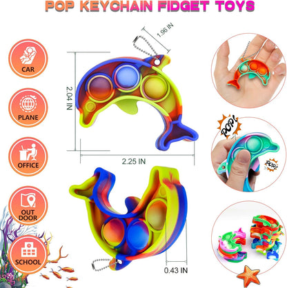Pop Fidget Toys Bulk Its Party Favors for Kids 4-8 8-12 30 Pack Mini Pop Keychain It Small Fidgets for Classroom Prizes School End of Year Student Gifts from Teacher Birthday Goodie Bag Stuffers