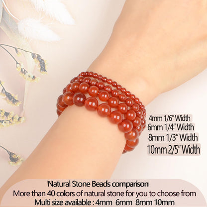 LPBeads Handmade Natural Gemstone Stretch Elastic Bracelet Healing Crystal Round Stone Beads Jewelry Gifts for Women Men