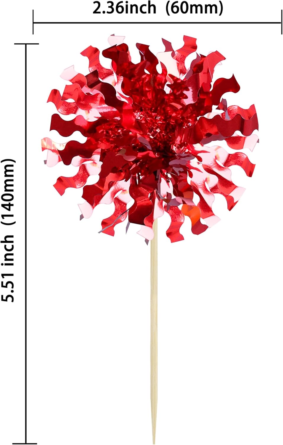 Ephlyn 30Pcs Foil Firework Cupcake Toppers Sparkle Tinsel Cupcake Picks Drink Stirrers Cocktail Food Fruit Toothpicks for Baby Shower Graduation Party Supplies White