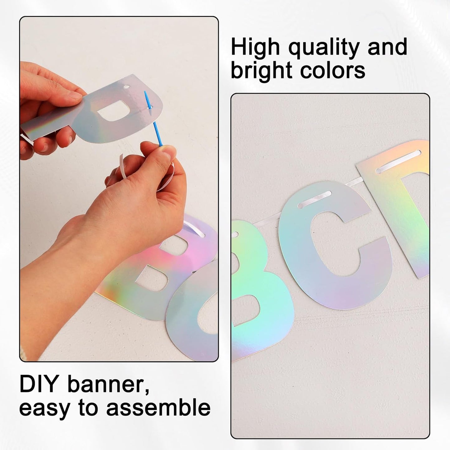 BEISHIDA 116 PCS A-Z DIY Letter Banner Kit Make Your Own Banner Including 111 Letters and Numbers 3 Rope and 2 Threading Device,Customized for Birthday Graduation Wedding Decor Black