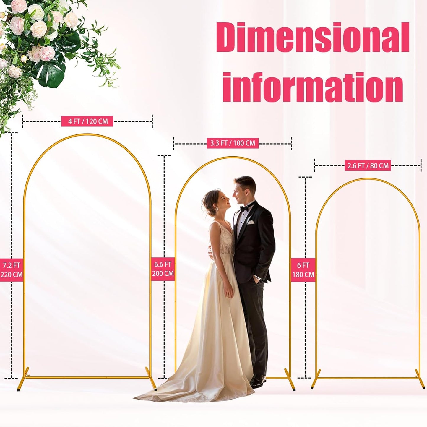 2 Pack Arch Backdrop Stand (7.2FT/6FT), Balloon Arch Stand, Metal Background Arch Stand, Backdrop Arch Frame, Wedding Arch for Backdrop