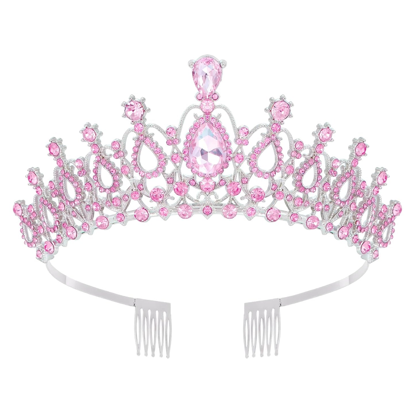 Tiara Crown for Women, Headband Hair Accessories for Birthday Wedding Party Costume Pink