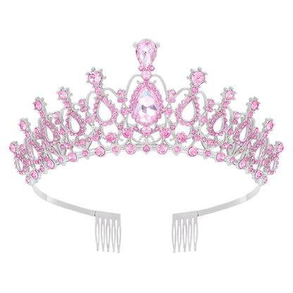 Tiara Crown for Women, Headband Hair Accessories for Birthday Wedding Party Costume Pink