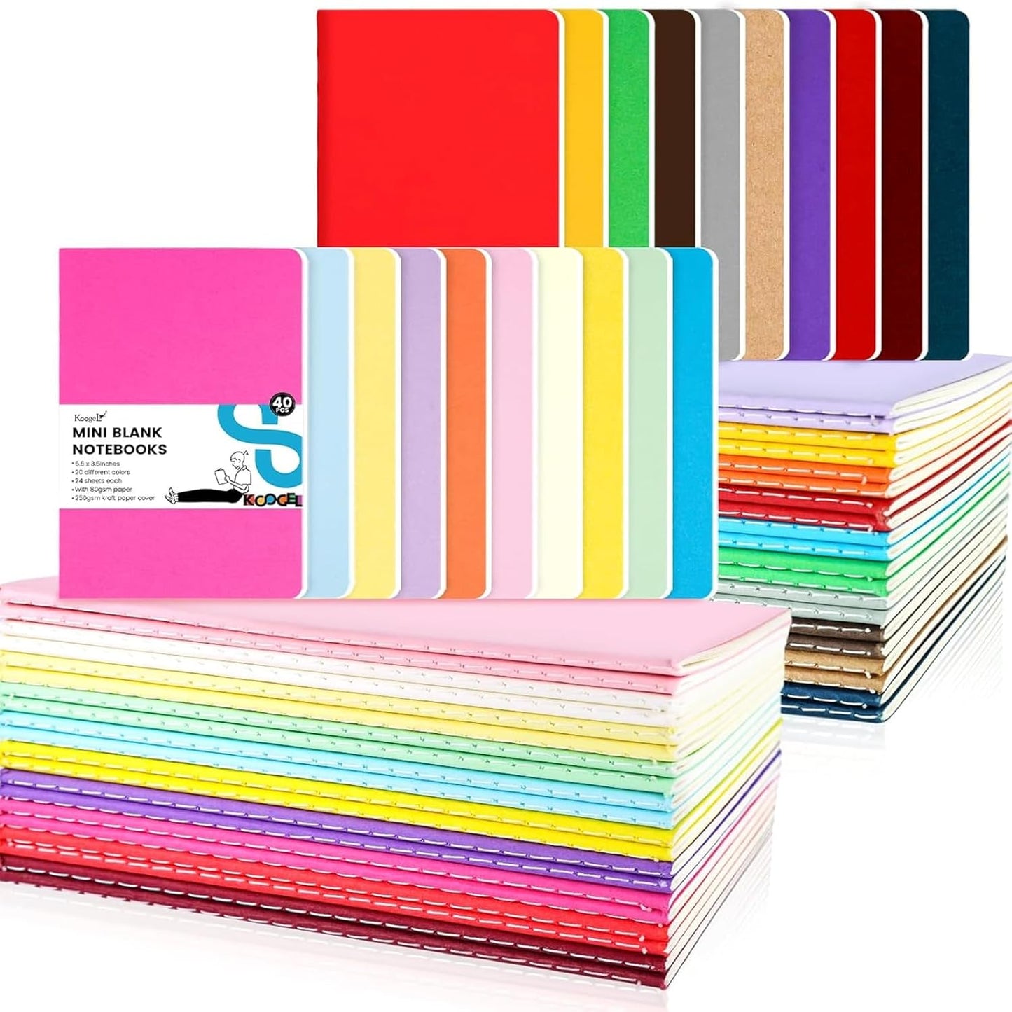 Koogel 32 Pack Small Notebooks Bulk, 3.5 x 5.5 Inch Mini Journal Pocket Notepads Set for Back To School, Colorful Cover Memo Notepad for Kids Students Office Supplies,Tiny Note Book Bulk