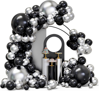 Black and Gold Balloons Garland Arch Kit, 134pcs Black and Metallic Gold Balloons with Different Size for 2026 Graduation Decorations, New Year, Birthday, Anniversary Party Decorations