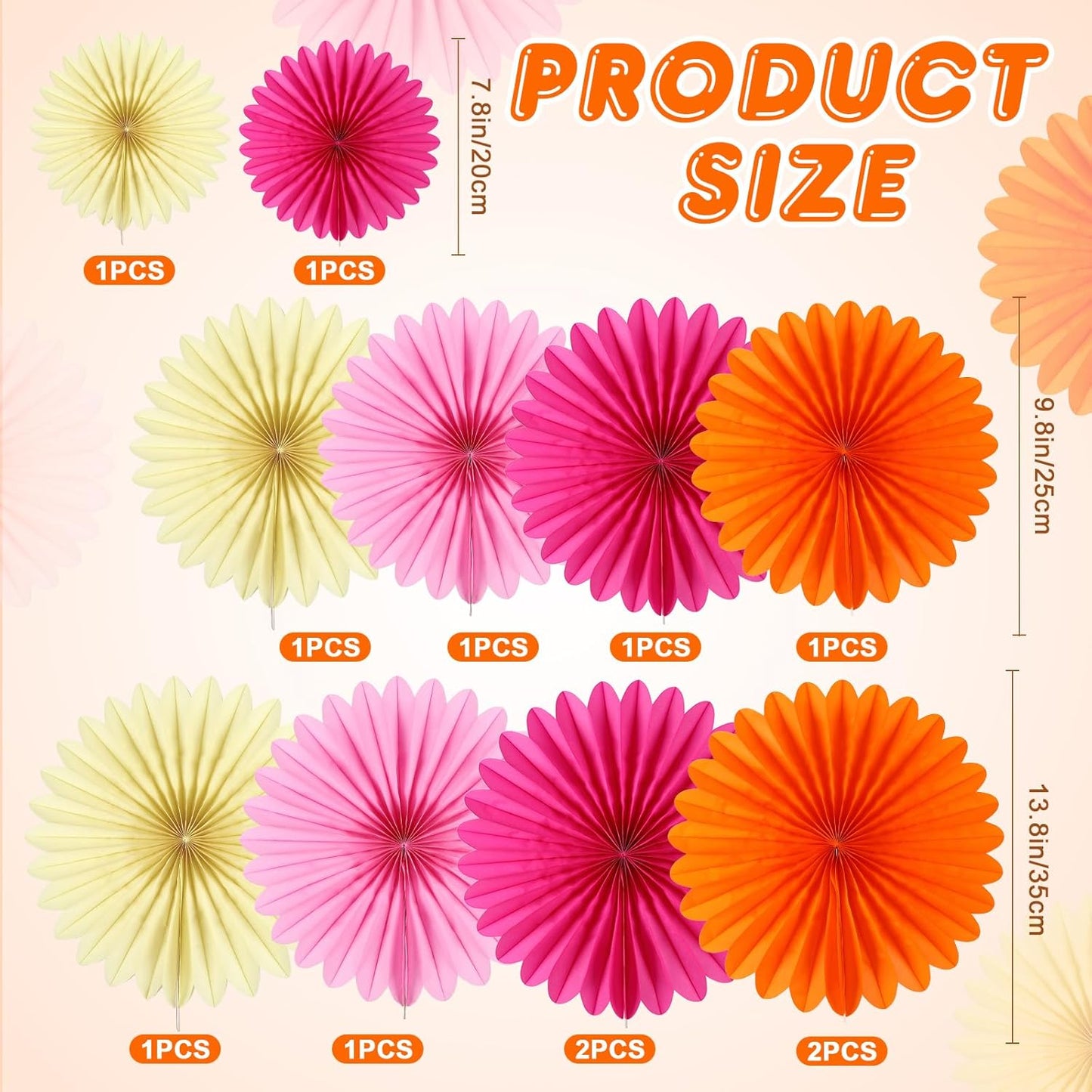 BestoFun 12PCS Paper Fans Hot Pink Party Decorations Tissue Paper Flowers Decorations Paper Fans Party Decorations for Girl Groovy Birthday Baby Shower Wedding Bachelorette Room Wall Hanging Décor