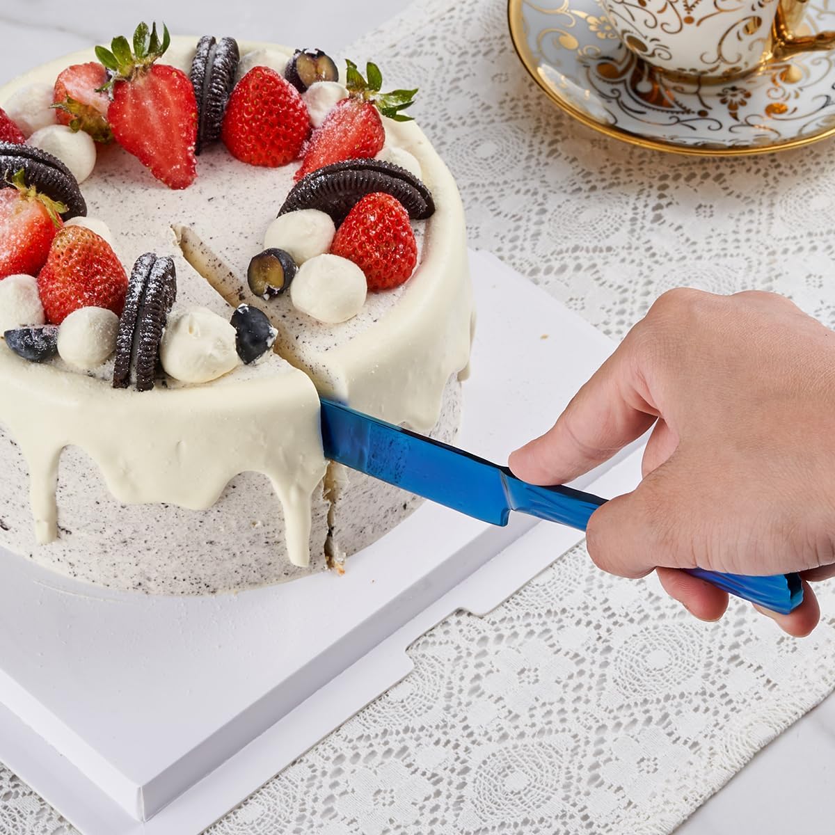 Black Cake Cutter Set, Stainless Steel Cake Cutting Utensils Include 13-inch Cake Knife and 9.3-inch Cake Server suitable for Weddings, Birthdays, and Anniversaries