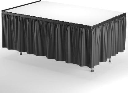Exquisite Ruffle Table Skirt Pink 6 Pack 14 Ft Long Table Skirts for Rectangle Tables 6ft Plus or Round Tables Skirts with Adhesive Strip for Gender Reveal Decor & Happy Birthday Parties