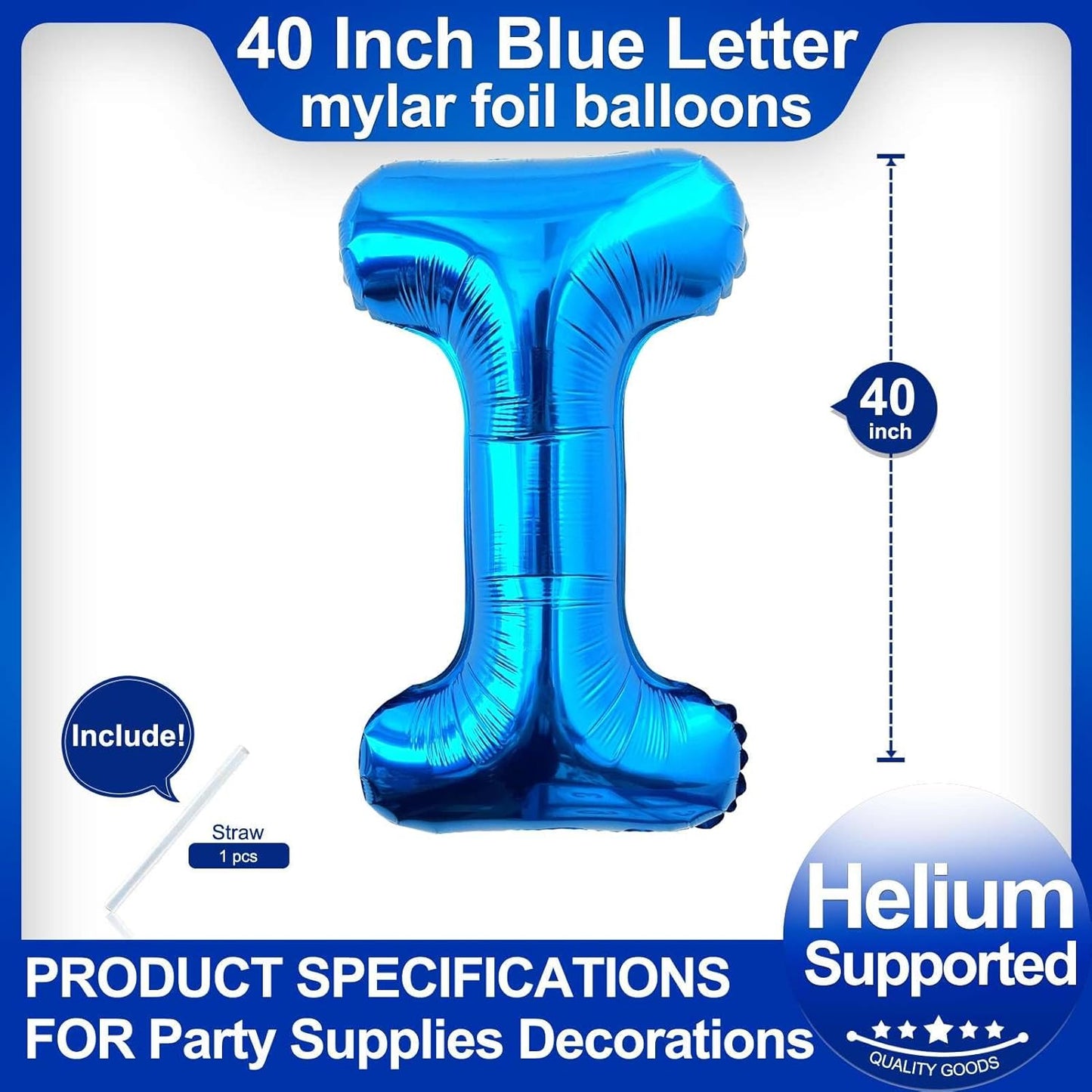 40 Inch Blue Letter A Balloons, DIY Phrase Foil Alphabet Letter A Balloons DIY Word A Banner for Birthday Anniversary Celebration Graduation Party Supplies Decoration
