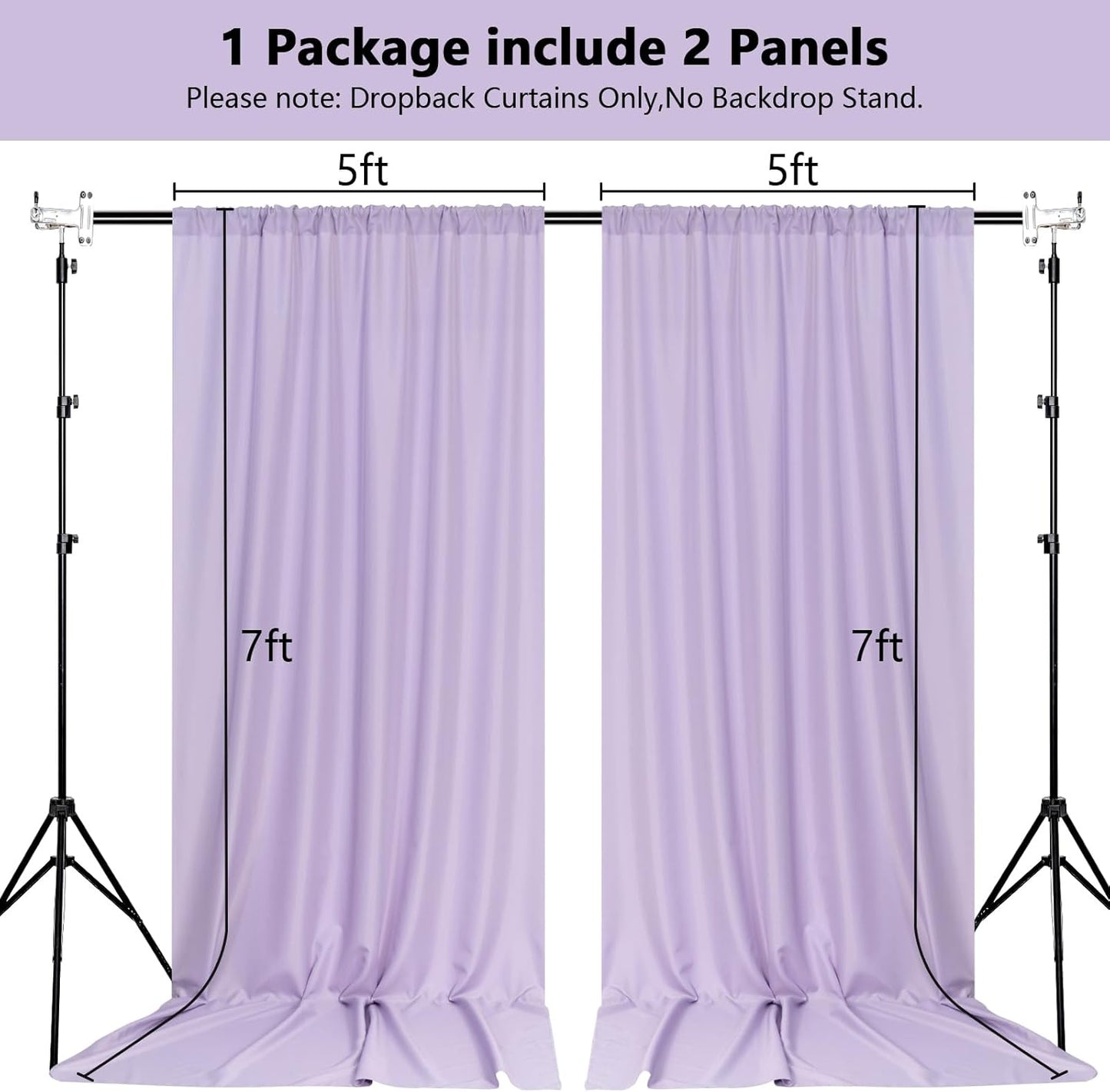 MEETSKY Black Backdrop Curtains for Parties - 10ft x 8ft Party Photo Background Curtain Rod Pocket Fabric Drapes Panels for Boys Birthday Holiday Home Halloween Decoration, 5ft x 8ft, 2 Panels