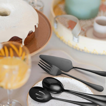 Stainless Steel Serving Utensil Set 10-Piece Buffet Flatware Catering Silverware with Bread Tong,Cake Spatula,Serving Ladles,Salad Fork,Cheese Knife,Large Spoon for Parties Buffet