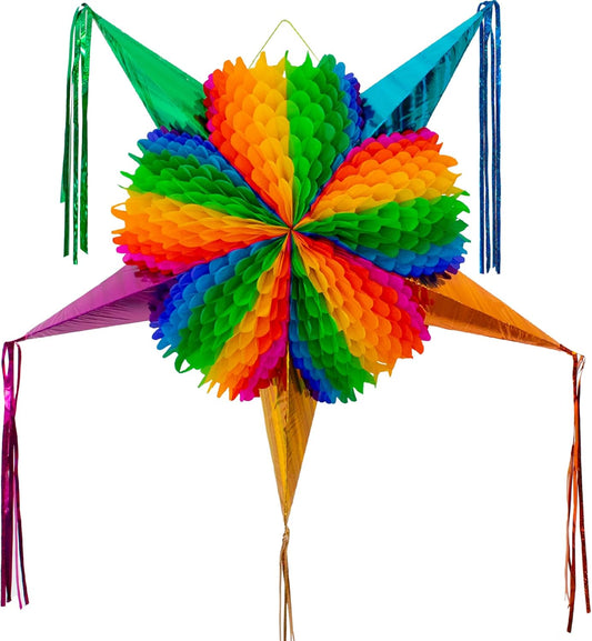 Mexican Piñata (X-Large 35 inches) - Rainbow Pinata - Authentic Handmade Foldable Large Pinata for Birthday Party - Piñatas para Cumpleaños - Fiesta Piniata - Cinco de Mayo Pinatas